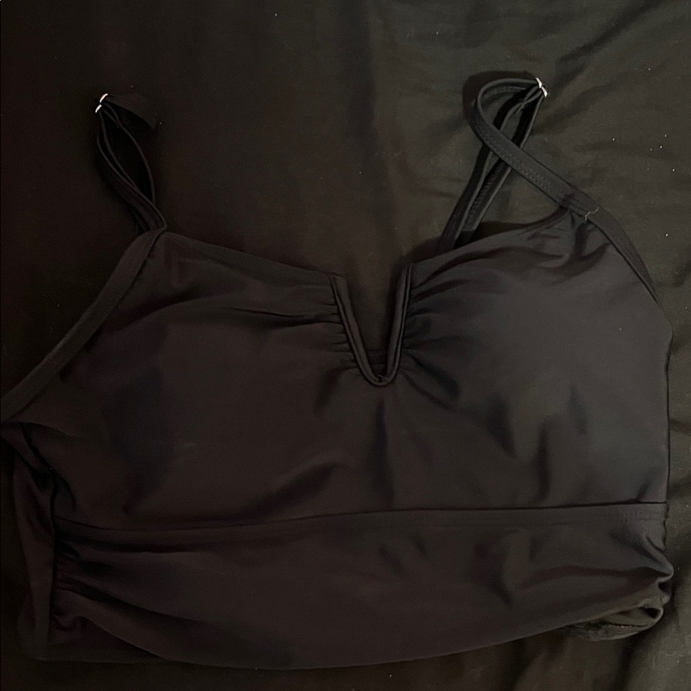Black V-Neck swim top